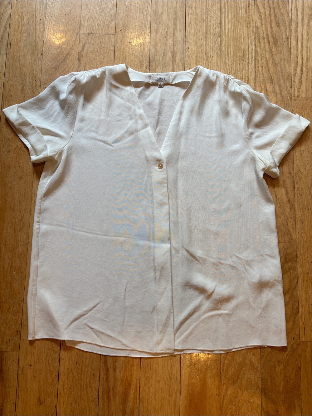 Wilfred Cream V-Neck Short Sleeve Blouse